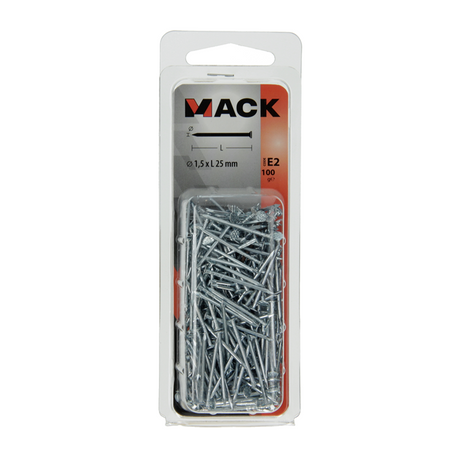 Mack 1017149 - nagel platte kop staal verzinkt 100 gr 1,5 x 25 mm | 5 stuks