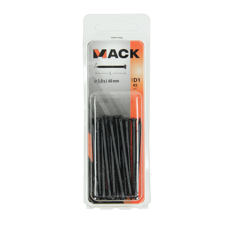 Mack 1017183 - staalnagel bvk staal geblauwd 45 gr 3,0 x 60 mm | 10 stuks