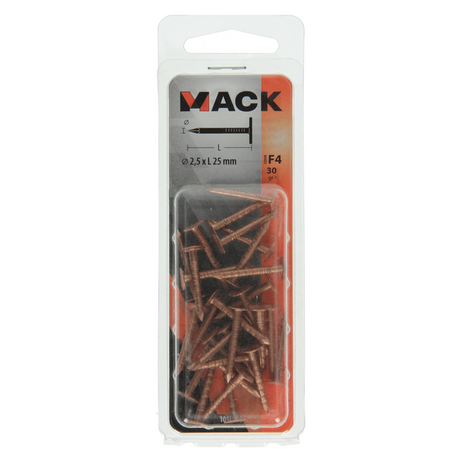 Mack 1019641 - schalienagel koper 30 gr 2,5 x 25mm | 10 stuks