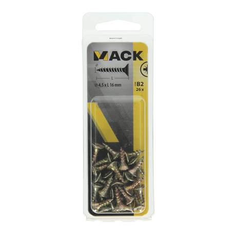 Mack 1017240 - spaanplaatschroef vz kop geelverz.26 st 4,5 x 16 mm | 10 stuks