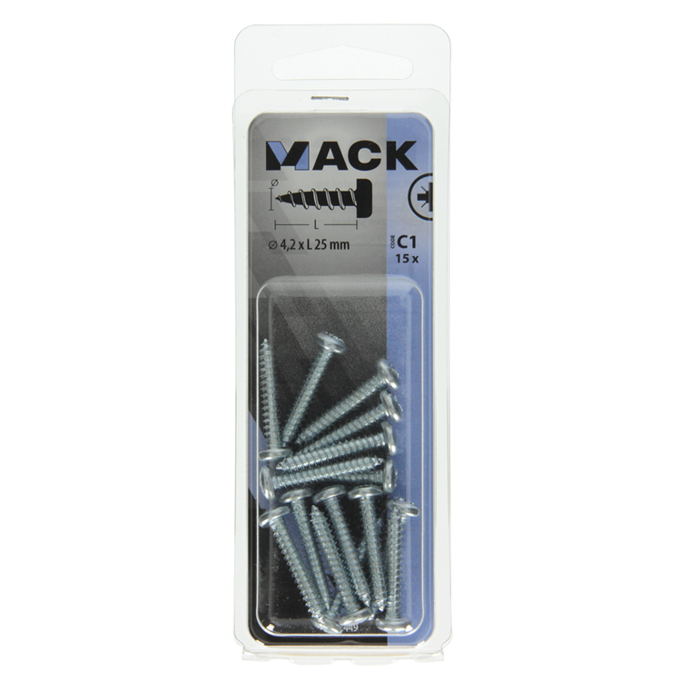 Mack 1017449 - zelftappende schroef cyl kop verz. 15st 4,2 x 25 mm | 10 stuks
