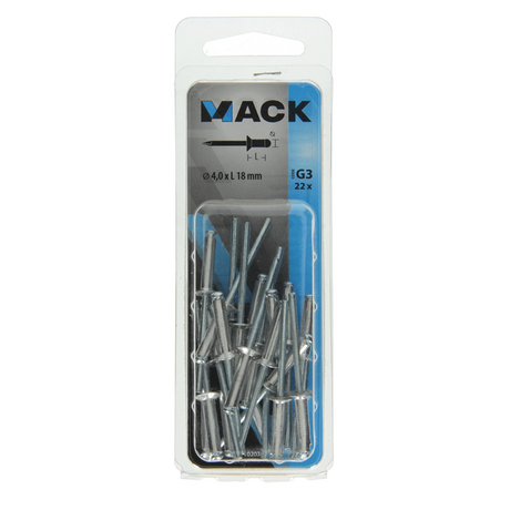 Mack 1020301 - 22 blindnieten alu 4,0x18mm | 5 stuks