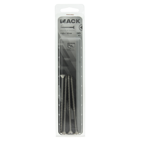 Mack 1019762 - spaanplaatschroef vz kop rvs 4 st 6,0 x 100mm | 5 stuks