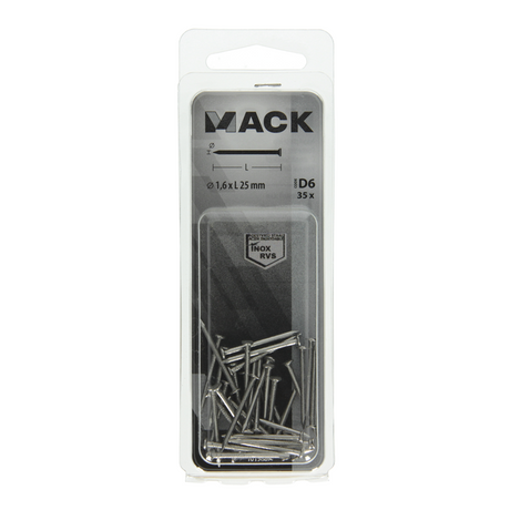 Mack 1019887 - nagel platte kop inox a2 35 st1,6 x 25 mm | 10 stuks