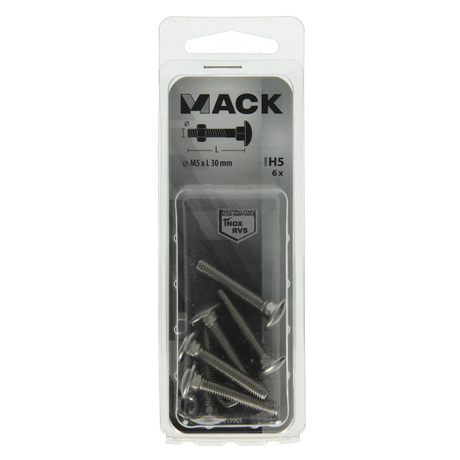 Mack 1019905 - houtbout + moer roestvrijstaal 6 st m5x30 mm | 10 stuks