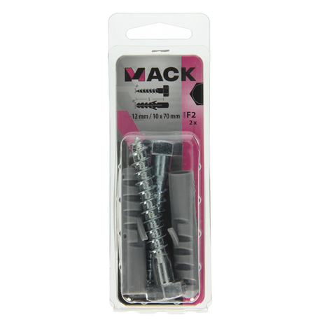Mack 1017899 - plug + houtdraadbout polyeth 2 st 12 mm 10x70 mm | 5 stuks