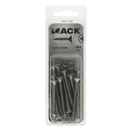 Mack 1019999 - spaanplaatschroef vz kop rvs 25 st 5,0 x 50 mm | 5 stuks