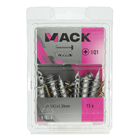 Mack 1018161 - boorplug vr gipskartplt + schr. zamac 15st 6 x 38 mm | 5 stuks