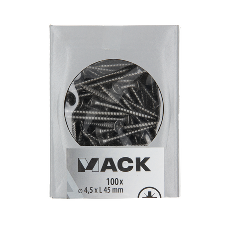 Mack 1020241 - spaanplaatschroef vz kop inox a2 100 st 4,5 x 45 mm | 2 stuks