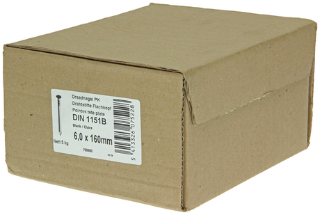 1015660 - doos 5 kg. nagels platte kop 6,0x160 mm | 2 stuks