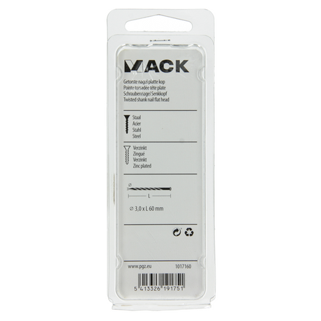 Mack 1017160 - getorste nagel pk verzinkt 135gr 3,0 x 60 mm | 5 stuks