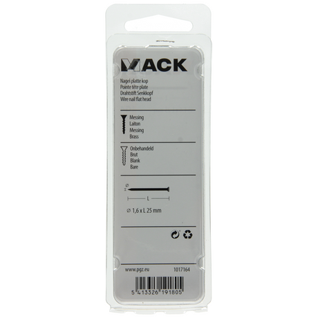 Mack 1017164 - nagel platte kop messing 20 gr1,6 x 25 mm | 10 stuks
