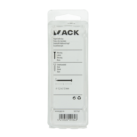 Mack 1017167 - nagel bolle kop messing 20 gr 1,2 x 12 mm | 10 stuks
