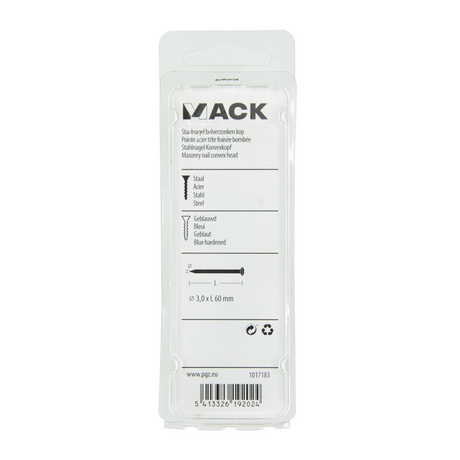 Mack 1017183 - staalnagel bvk staal geblauwd 45 gr 3,0 x 60 mm | 10 stuks