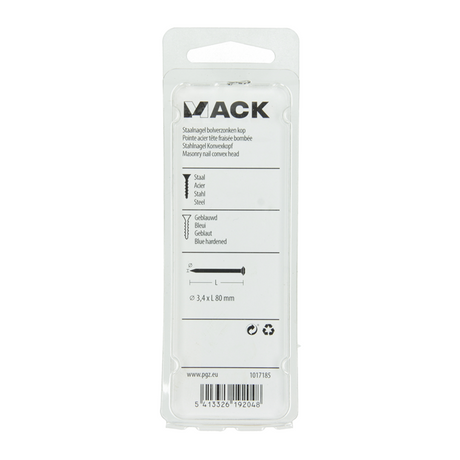 Mack 1017185 - staalnagel bvk staal geblauwd 45 gr 3,4 x 80 mm | 10 stuks
