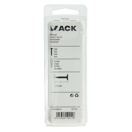 Mack 1017190 - bloknagel staal verzinkt 50 gr12 mm | 10 stuks