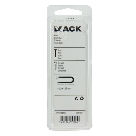Mack 1017207 - kram staal verzinkt 75 gr 1,8 x 15 mm | 5 stuks