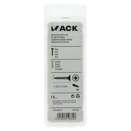 Mack 1017230 - spaanplaatschroef vz kop geelverz.35 st 4,0 x 16 mm | 10 stuks