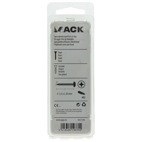 Mack 1017270 - spaanplaatschroef cylkop geelverz.35 st 3,5 x 20 mm | 10 stuks
