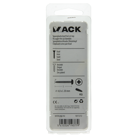 Mack 1017272 - spaanplaatschroef cylkop geelverz.30 st 4,0 x 20 mm | 10 stuks