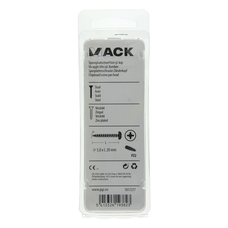 Mack 1017277 - spaanplaatschroef cylkop geelverz.20 st 5,0 x 20 mm | 10 stuks