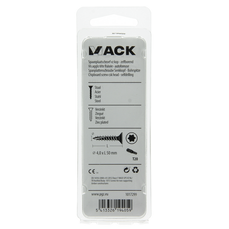Mack 1017299 - spaanplschr.vzkop-zelfb. geelverz. 15 st 4,0 x 50 mm | 10 stuks