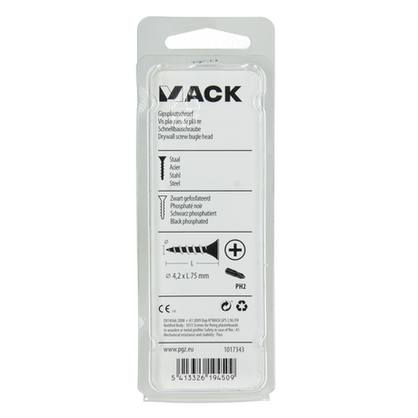 Mack 1017343 - gipsplaatschroef zwart gefosf. 10 st 4,2 x 75 mm | 10 stuks