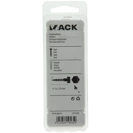 Mack 1017398 - houtdraadbout staal verzinkt 15 st 5 x 30 mm | 10 stuks