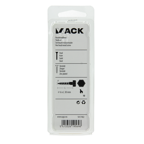 Mack 1017402 - houtdraadbout staal verzinkt 12 st 6 x 30 mm | 10 stuks