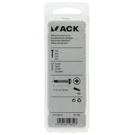 Mack 1017468 - zelfborende schroef cyl. kop verz. 35st 3,5 x 16 mm | 10 stuks