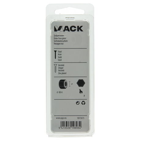 Mack 1017673 - zeskant moer staal verzinkt 50 st m 4 | 10 stuks
