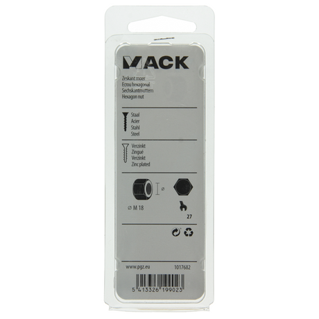 Mack 1017682 - zeskant moer staal verzinkt 2 st m 18 | 10 stuks