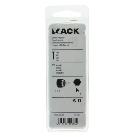 Mack 1017684 - zeskant borgmoer staal verzinkt 20 st m4 | 10 stuks