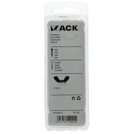 Mack 1017701 - vleugelmoer staal verzinkt 2 st m12 | 5 stuks