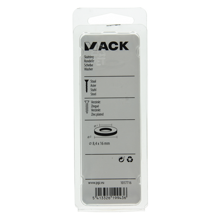 Mack 1017716 - sluitring staal verzinkt 25 st 8,4 x 16 mm | 10 stuks