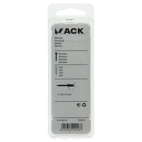Mack 1020296 - 40 blindnieten alu 4,0x6mm | 5 stuks