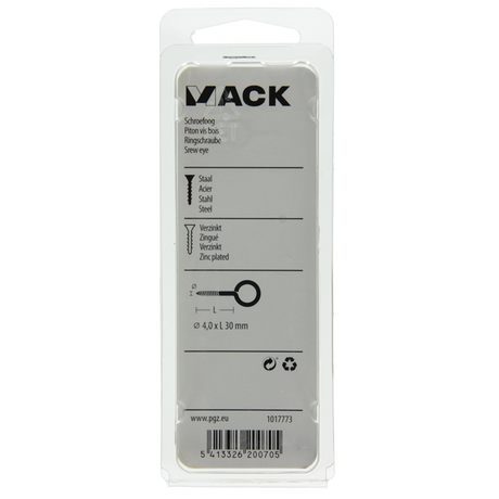 Mack 1017773 - schroefoog staal verzinkt 9 st 4,0 x 30 mm | 10 stuks