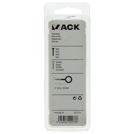 Mack 1017776 - schroefoog staal verzinkt 4 st 5,0 x 30 mm | 10 stuks