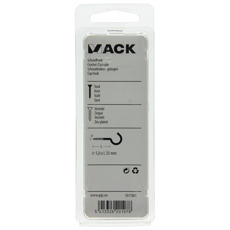 Mack 1017801 - schroefhaak staal verzinkt 4st 5,0 x 35 mm | 10 stuks
