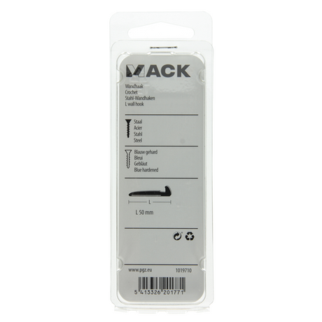 Mack 1019710 - wandhaak staal blauw gehard 6 st 50 mm | 10 stuks