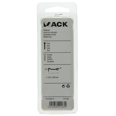 Mack 1017849 - windhaak staal verzinkt 2 st 4,0 x 80 mm | 5 stuks