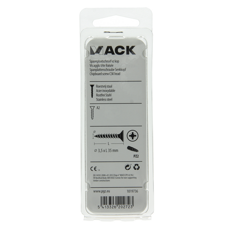 Mack 1019736 - spaanplaatschroef vz kop rvs 14 st 3,5 x 35 mm | 10 stuks
