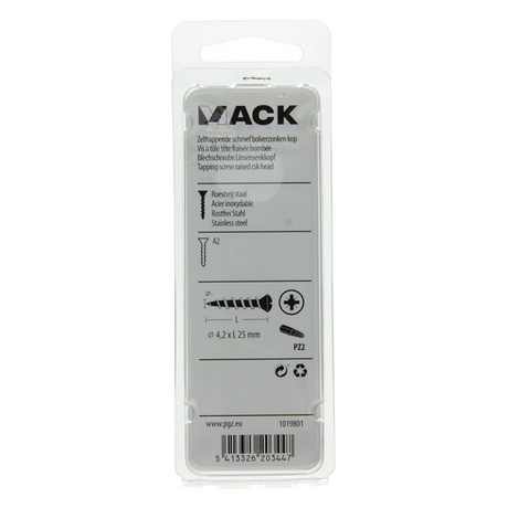 Mack 1019801 - zelftappende schroef bolvz.kopa2 8st 4,2 x 25 mm | 10 stuks