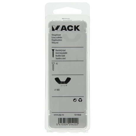 Mack 1019868 - vleugelmoer inox a2 2 st m8 | 10 stuks