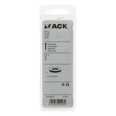 Mack 1019873 - sluitring inox a2 14 st m8 | 10 stuks