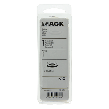 Mack 1019875 - sluitring inox a2 6 st m12 | 10 stuks