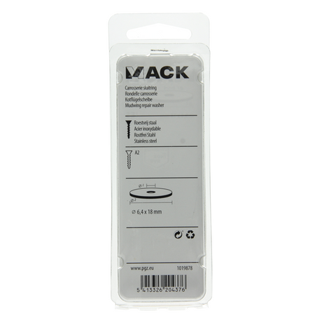 Mack 1019878 - carrosserie sluitring inox a2 8 st 6,4x18 | 10 stuks