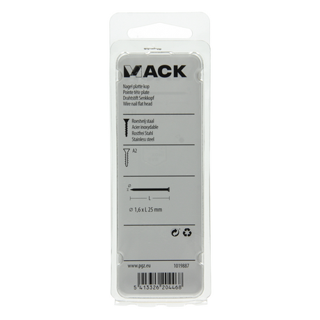 Mack 1019887 - nagel platte kop inox a2 35 st1,6 x 25 mm | 10 stuks