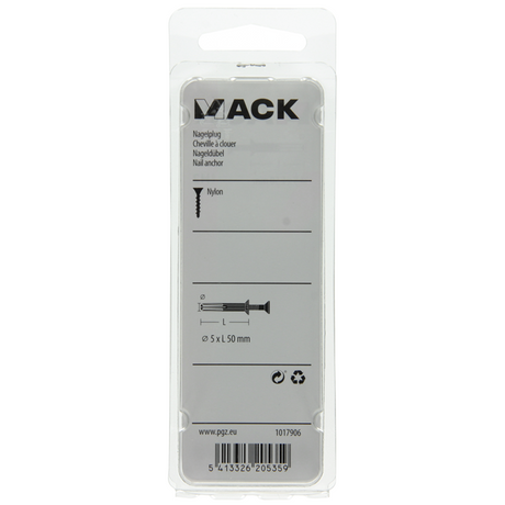 Mack 1017906 - nylon nagelplug polyamide 16 st 5 x 50 mm | 5 stuks