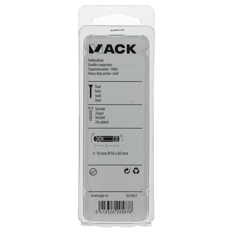 Mack 1019957 - keilbouthuls verzinkt 2 st m10 x 60 mm | 5 stuks